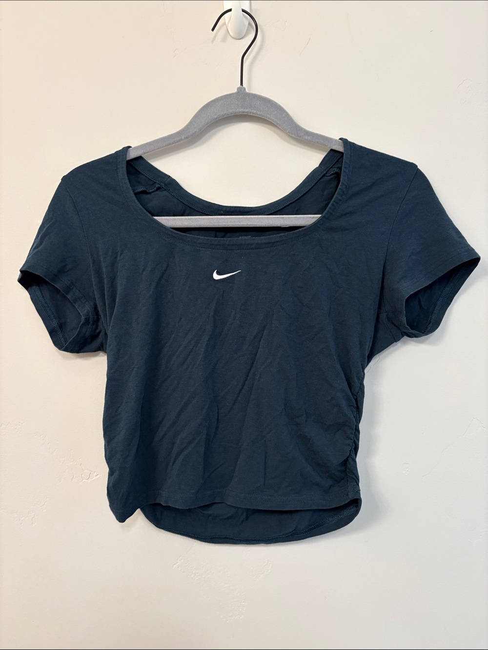 Nike Scoop Neck Cropped Tee with White Swoosh